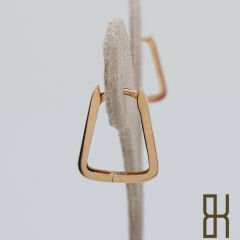 Köşeli Halka Küpe - Rose Renk Altın