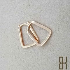 Köşeli Halka Küpe - Rose Renk Altın