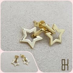 Yıldız Küpe Sallantılı - Sarı Renk Altın