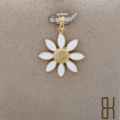 Papatya Kolye Ucu Beyaz Mineli