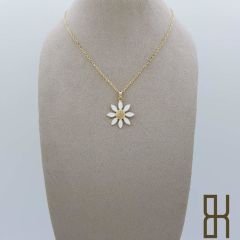 Papatya Kolye Ucu Beyaz Mineli