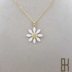 Papatya Kolye Ucu Beyaz Mineli