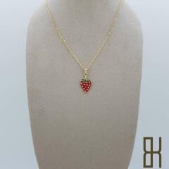 Çilek Kolye Ucu Renkli Mineli