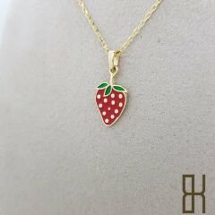 Çilek Kolye Ucu Renkli Mineli