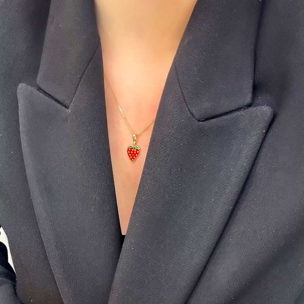 Çilek Kolye Ucu Renkli Mineli