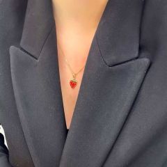 Çilek Kolye Ucu Renkli Mineli