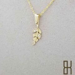 Yaprak Kolye Ucu Taşlı