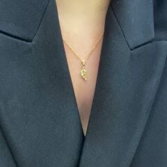 Yaprak Kolye Ucu Taşlı