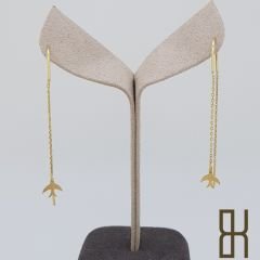 Kuşlu Sarkıt Küpe – İnce Zincirli