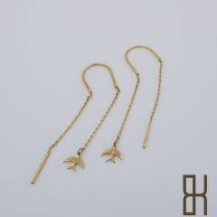 Kuşlu Sarkıt Küpe – İnce Zincirli