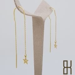 Yıldızlı Sarkıt Küpe – İnce Zincirli