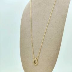 Taşlı Damla Form Kolye - KLY1051