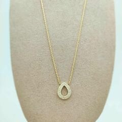 Taşlı Damla Form Kolye - KLY1051