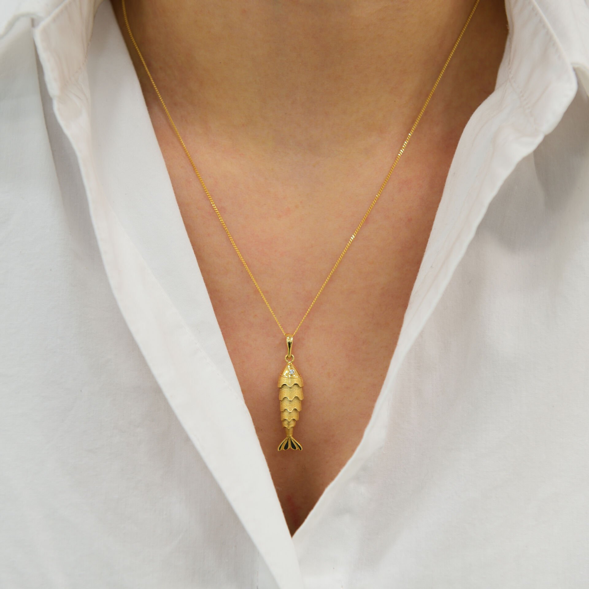 Taşlı Balık Kolye Ucu - KLU0697