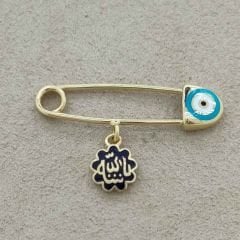 Dualı Nazar Boncuklu Bebek İğnesi Altın