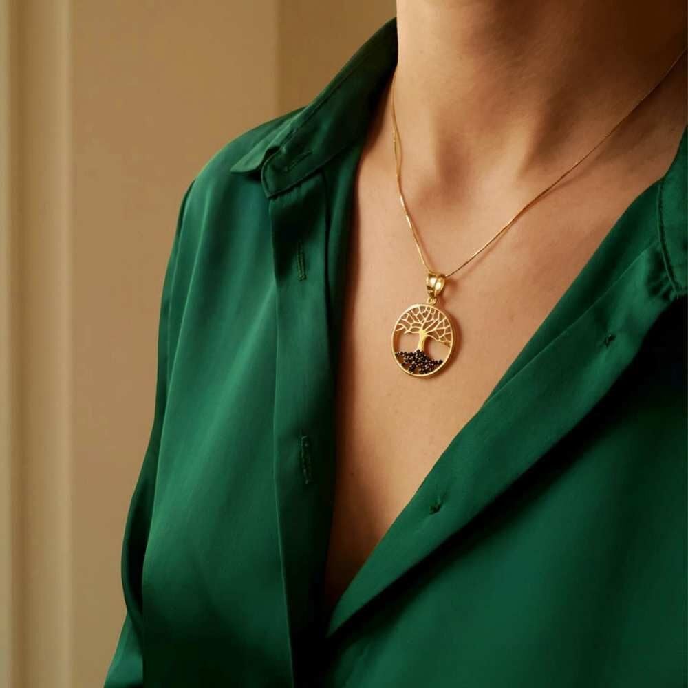 Taşlı Hayat Ağacı Kolye Ucu - KLU0700