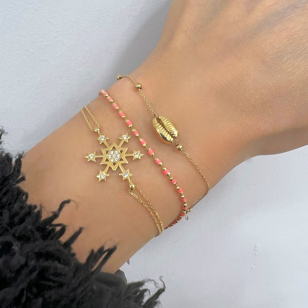 Renkli Boncuklu İnce Bileklik – Pembe Renk