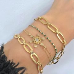 Renkli Boncuklu İnce Bileklik –Zümrüt Yeşili