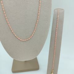 Renkli Boncuklu İnce Kolye – Pembe