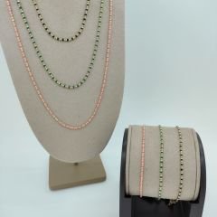 Renkli Boncuklu İnce Kolye – Pembe