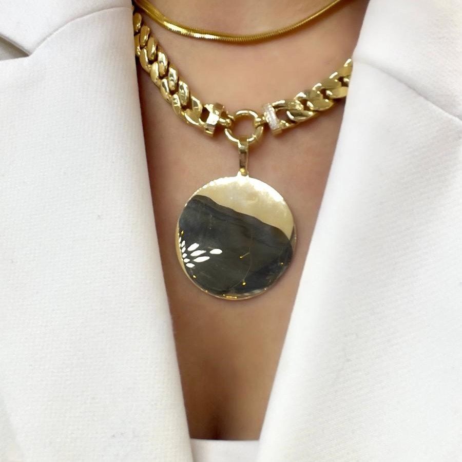 Yuvarlak Plaka Madalyon Kolye Ucu- Büyük Boy