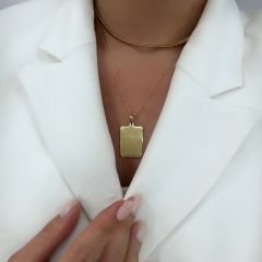 Dikdörtgen Plaka Madalyon Kolye Ucu