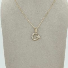 Ay Yıldız Kolye Ucu – Taşlı