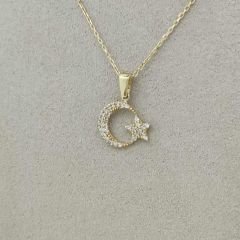 Ay Yıldız Kolye Ucu – Taşlı