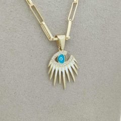 Göz Form Taşlı Nazar Boncuklu Kolye Ucu