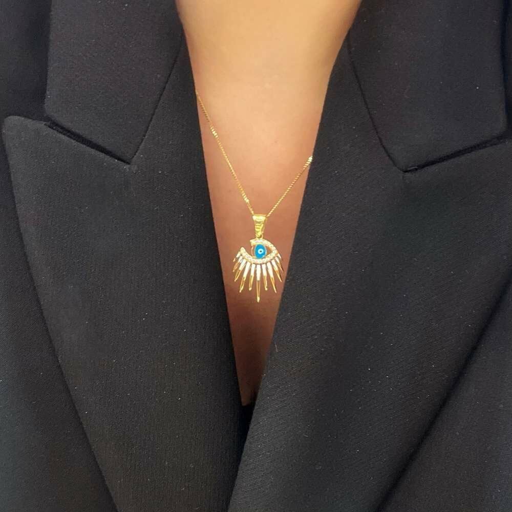 Göz Form Taşlı Nazar Boncuklu Kolye Ucu