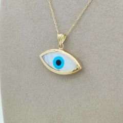 Sedefli Altın Çerçeveli Göz Kolye Ucu