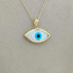 Sedefli Altın Çerçeveli Göz Kolye Ucu