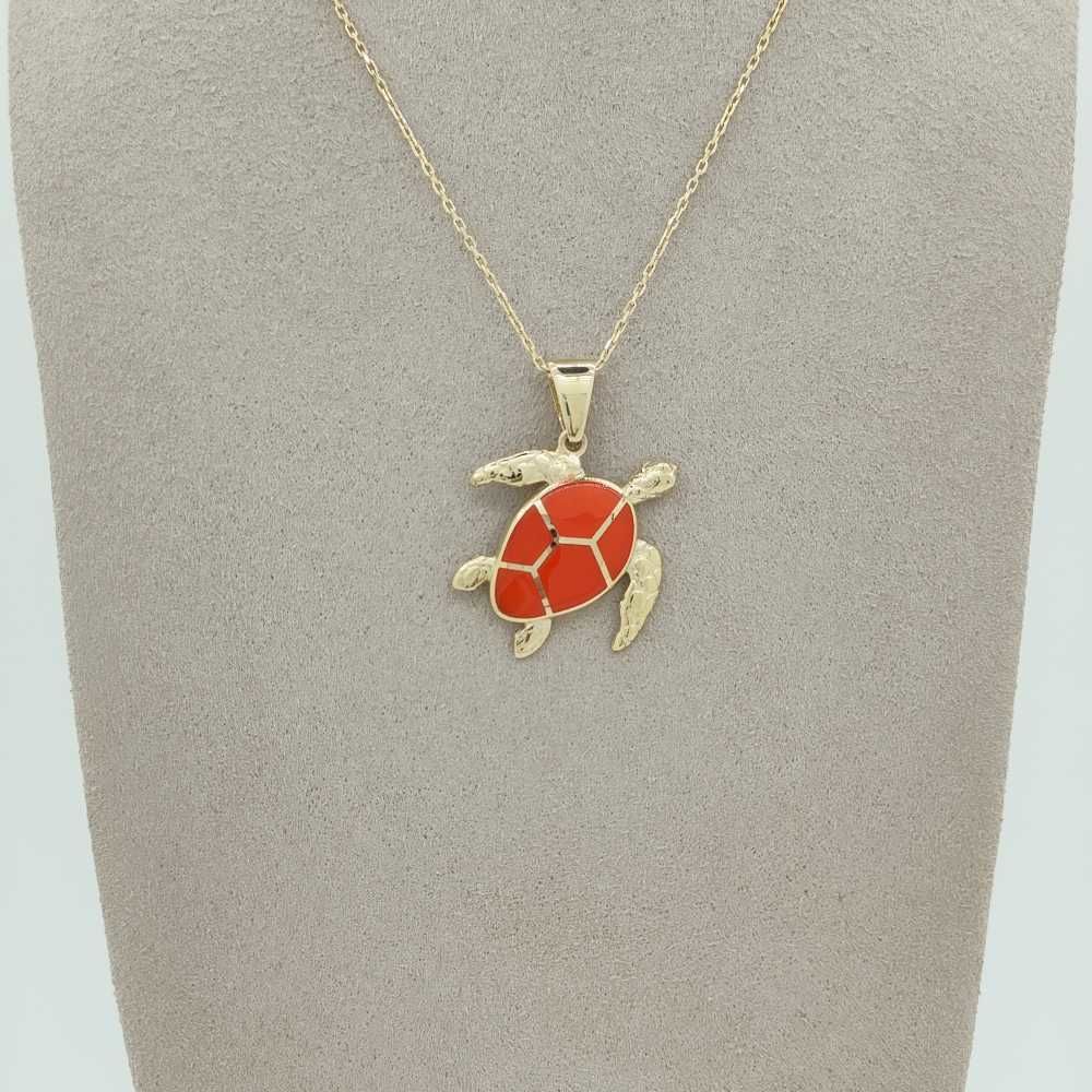 Turuncu Mineli Kaplumbağa Kolye Ucu
