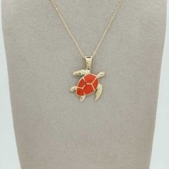 Turuncu Mineli Kaplumbağa Kolye Ucu