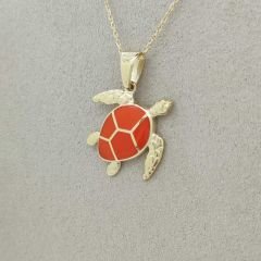 Turuncu Mineli Kaplumbağa Kolye Ucu