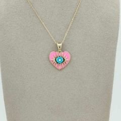 Neon Pembe Kalp Kolye Ucu