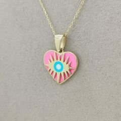 Neon Pembe Kalp Kolye Ucu