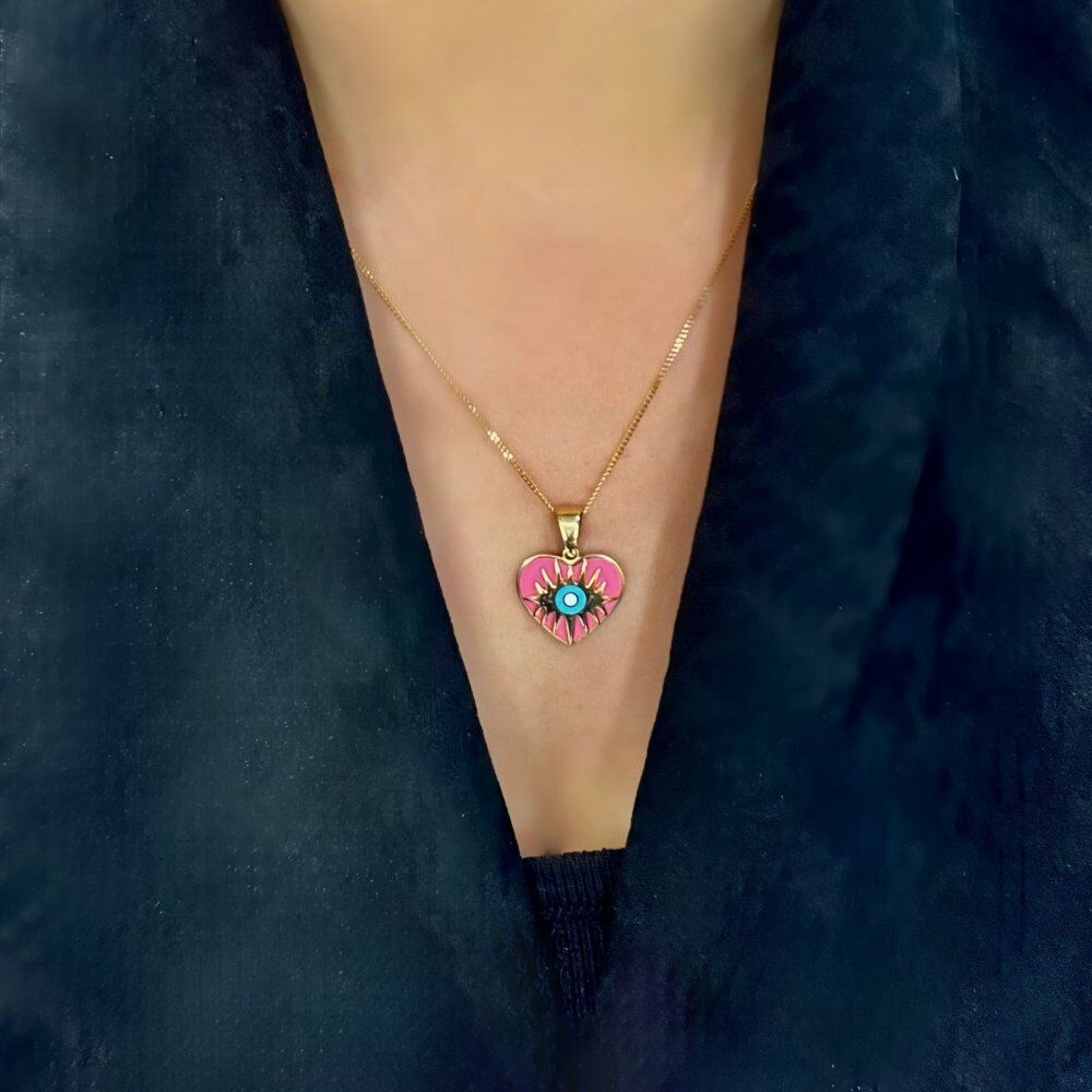 Neon Pembe Kalp Kolye Ucu