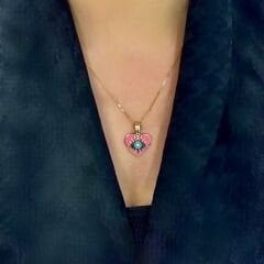 Neon Pembe Kalp Kolye Ucu