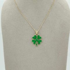 Yeşil Renk Yonca Kolye Ucu