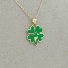 Yeşil Renk Yonca Kolye Ucu