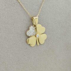 Taşlı Yonca Kolye Ucu