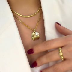 Taşlı Yonca Kolye Ucu