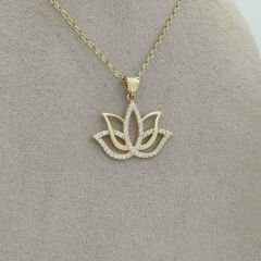 Taşlı Lotus Çiçeği Kolye Ucu – KLU0354