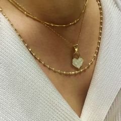 Beyaz Sedefli Kalp Kilit Kolye Ucu – KLU0363