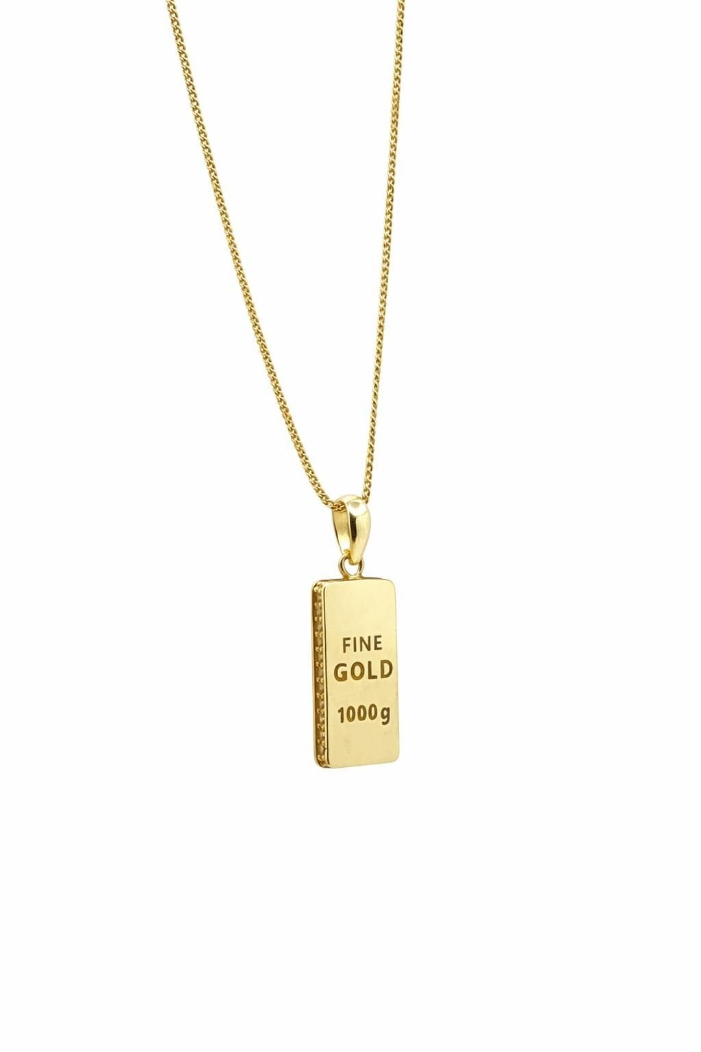 Taşlı Külçe Altın Kolye Ucu - KLU0486