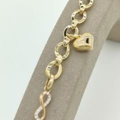 Karışık Zincirli Kalp Sallantılı Bileklik – BLK0625