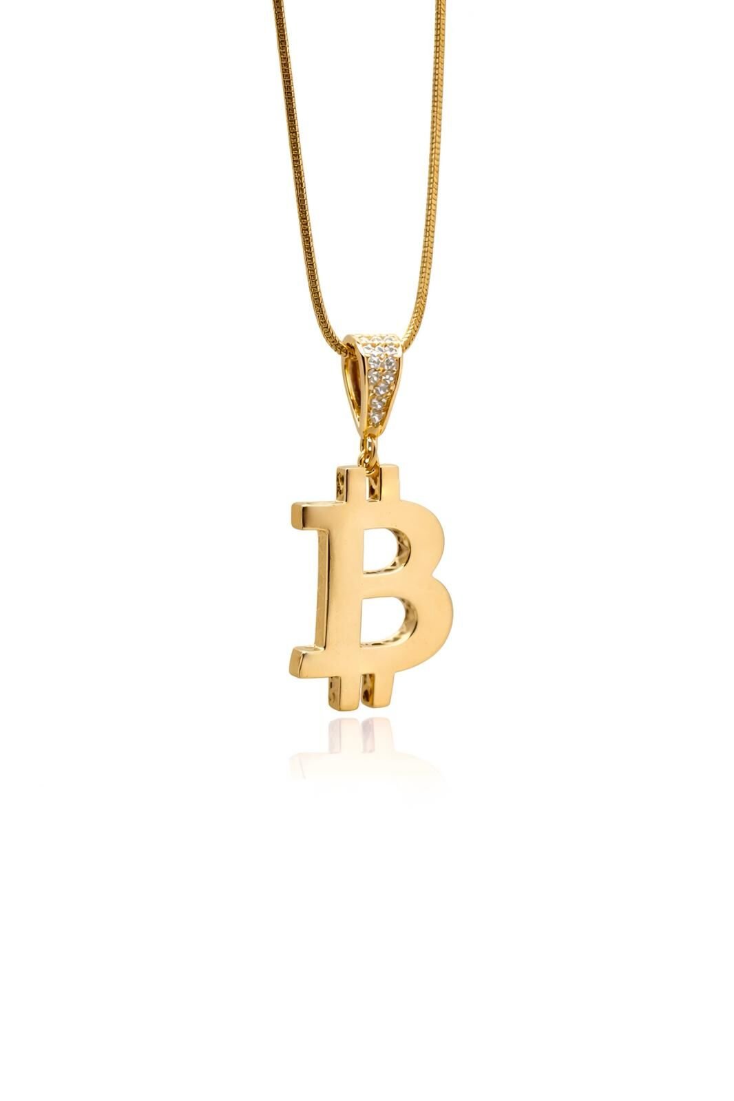 14 Ayar Altın Bitcoin Sembol Kolye Ucu – KLU0606