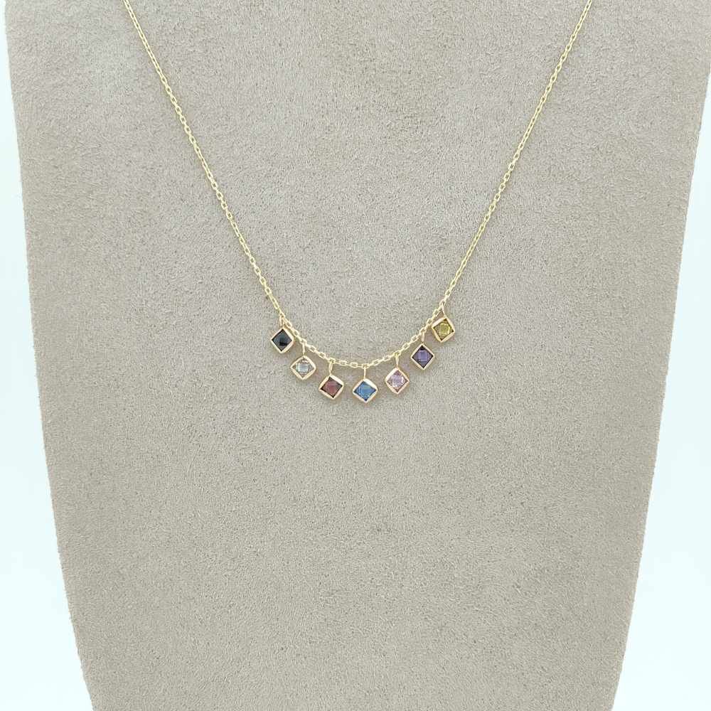7 Renkli Kare Taşlı Kolye – KLY0870