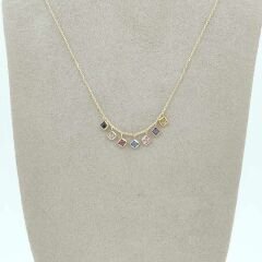 7 Renkli Kare Taşlı Kolye – KLY0870